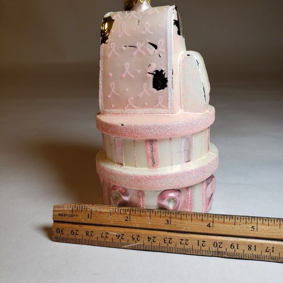 CHRISTOPHER RADKO 6" CHRISTMAS ORNAMENT BREAST CANCER SURVIVOR PINK CAKE READ - Picture 7 of 7